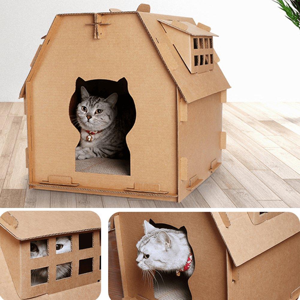 Cozycat Corrugated Cat Cabin - Dog Hugs Cat