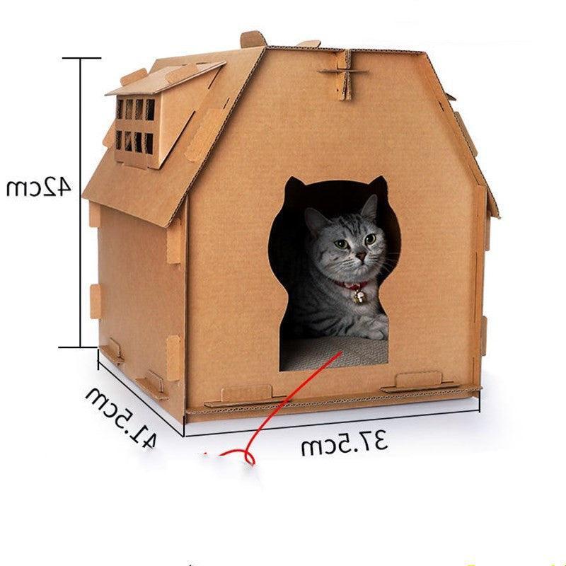 Cozycat Corrugated Cat Cabin - Dog Hugs Cat