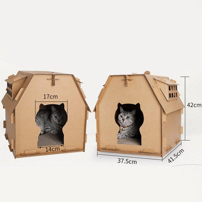 Cozycat Corrugated Cat Cabin - Dog Hugs Cat