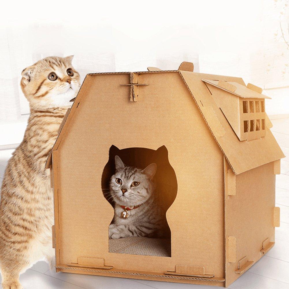 Cozycat Corrugated Cat Cabin - Dog Hugs Cat