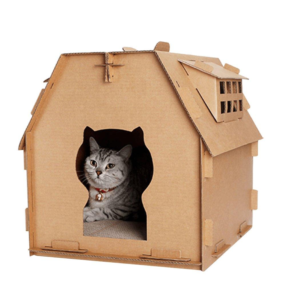 Cozycat Corrugated Cat Cabin - Dog Hugs Cat