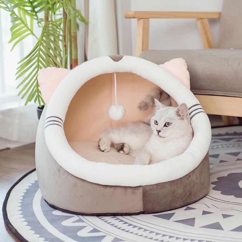 Cozycat Winter Hideaway: Warm And Stylish Cat Litter Kennel - Dog Hugs Cat