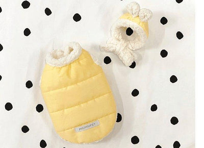 Cozypaws Cotton - Padded Pet Clothes: Warmth And Style In Yellow, Black, And Pink - Dog Hugs Cat