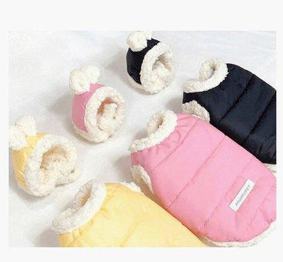 Cozypaws Cotton - Padded Pet Clothes: Warmth And Style In Yellow, Black, And Pink - Dog Hugs Cat