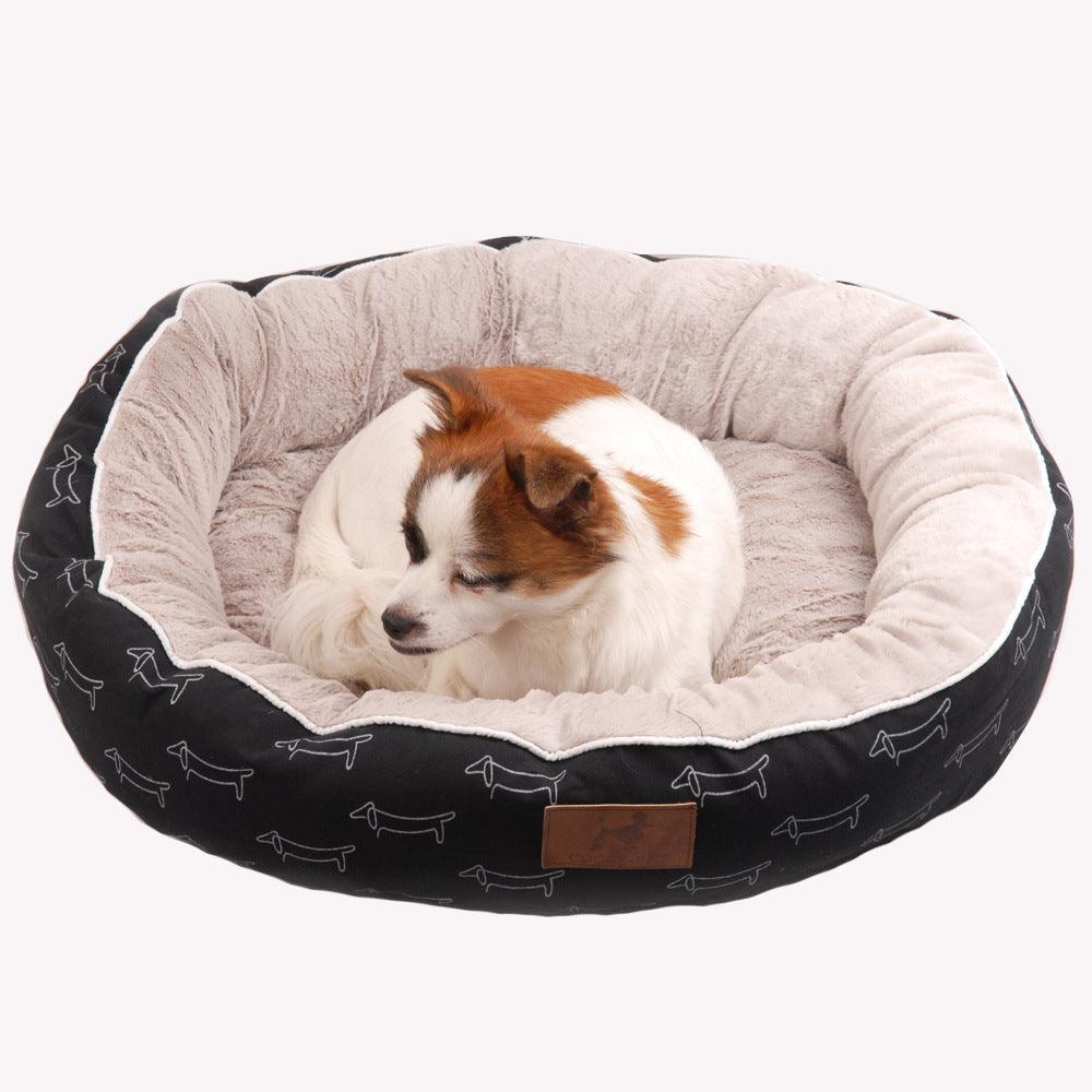 Cozypaws Round Dog Bed - Dog Hugs Cat