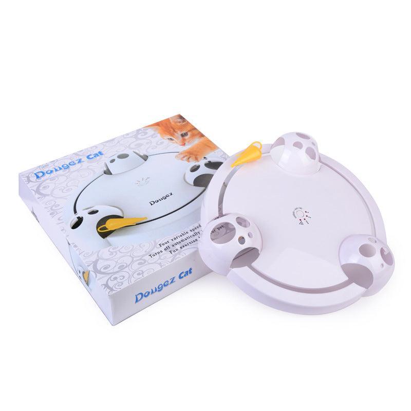 Crazy Catcher: Electric White Cat Toy Wheel - Dog Hugs Cat