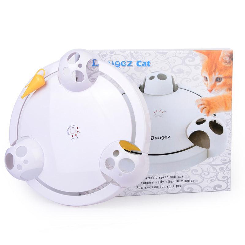 Crazy Catcher: Electric White Cat Toy Wheel - Dog Hugs Cat