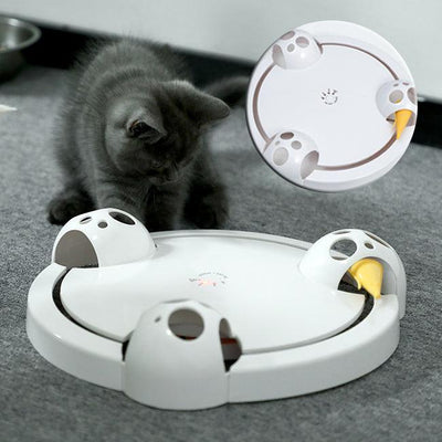 Crazy Catcher: Electric White Cat Toy Wheel - Dog Hugs Cat