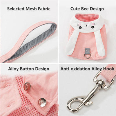 Cuddly Bunny Pet Harness And Leash Set - Dog Hugs Cat