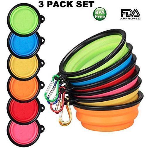 Yap & Paw Collapsible Travel Pet Bowl - Set of 3 Bright, Portable Silicone Bowls