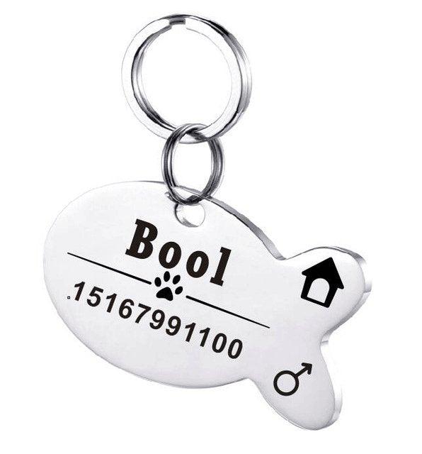 Custom Engraved Stainless Steel Pet Id Tag - Dog Hugs Cat