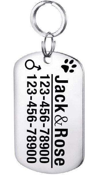 Custom Engraved Stainless Steel Pet Id Tag - Dog Hugs Cat