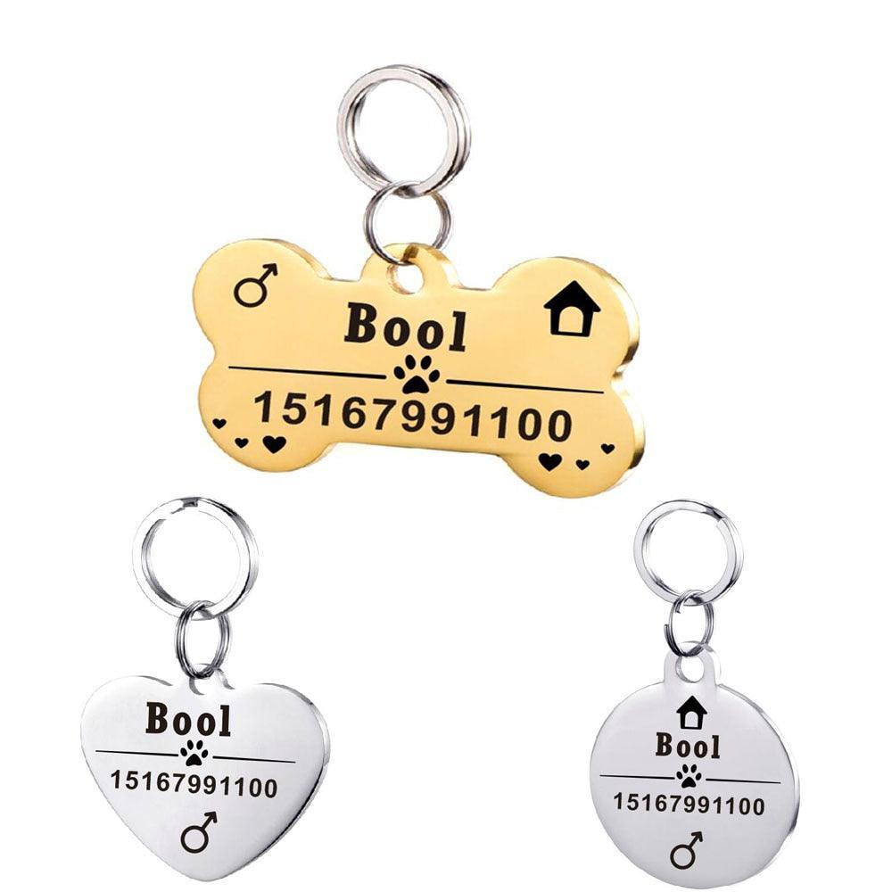 Custom Engraved Stainless Steel Pet Id Tag - Dog Hugs Cat