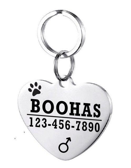 Custom Engraved Stainless Steel Pet Id Tag - Dog Hugs Cat