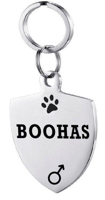 Custom Engraved Stainless Steel Pet Id Tag - Dog Hugs Cat