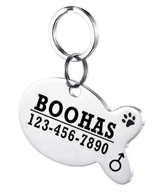 Custom Engraved Stainless Steel Pet Id Tag - Dog Hugs Cat