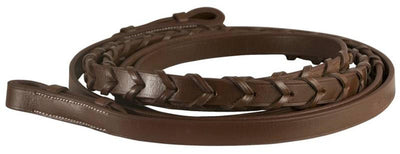 Da Vinci Flat Laced Reins with Hook Stud Ends in Supple European Leather - Dog Hugs Cat