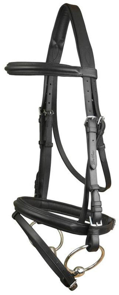 Da Vinci Plain Raised Padded Comfort Crown Dressage Bridle with Flashless Reins - Dog Hugs Cat