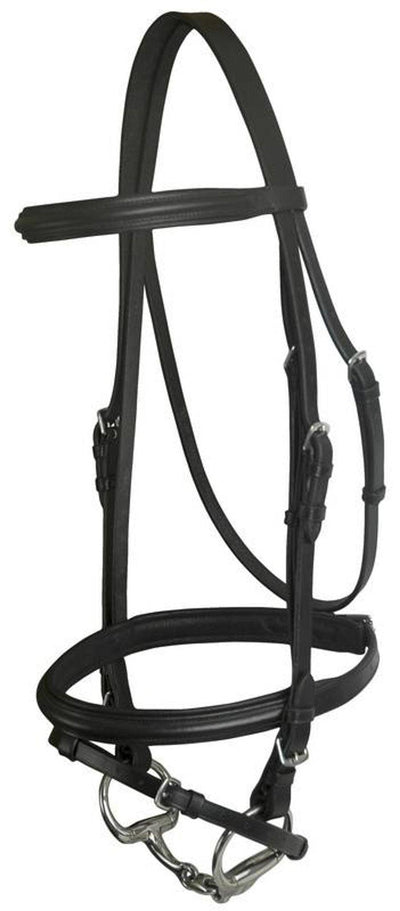 Da Vinci Plain Raised Padded Dressage Bridle with Flashless Reins - Dog Hugs Cat