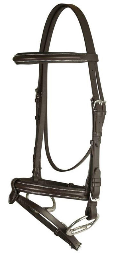 Da Vinci Plain Raised Padded Event/Dressage Combo Bridle with Reins - Dog Hugs Cat