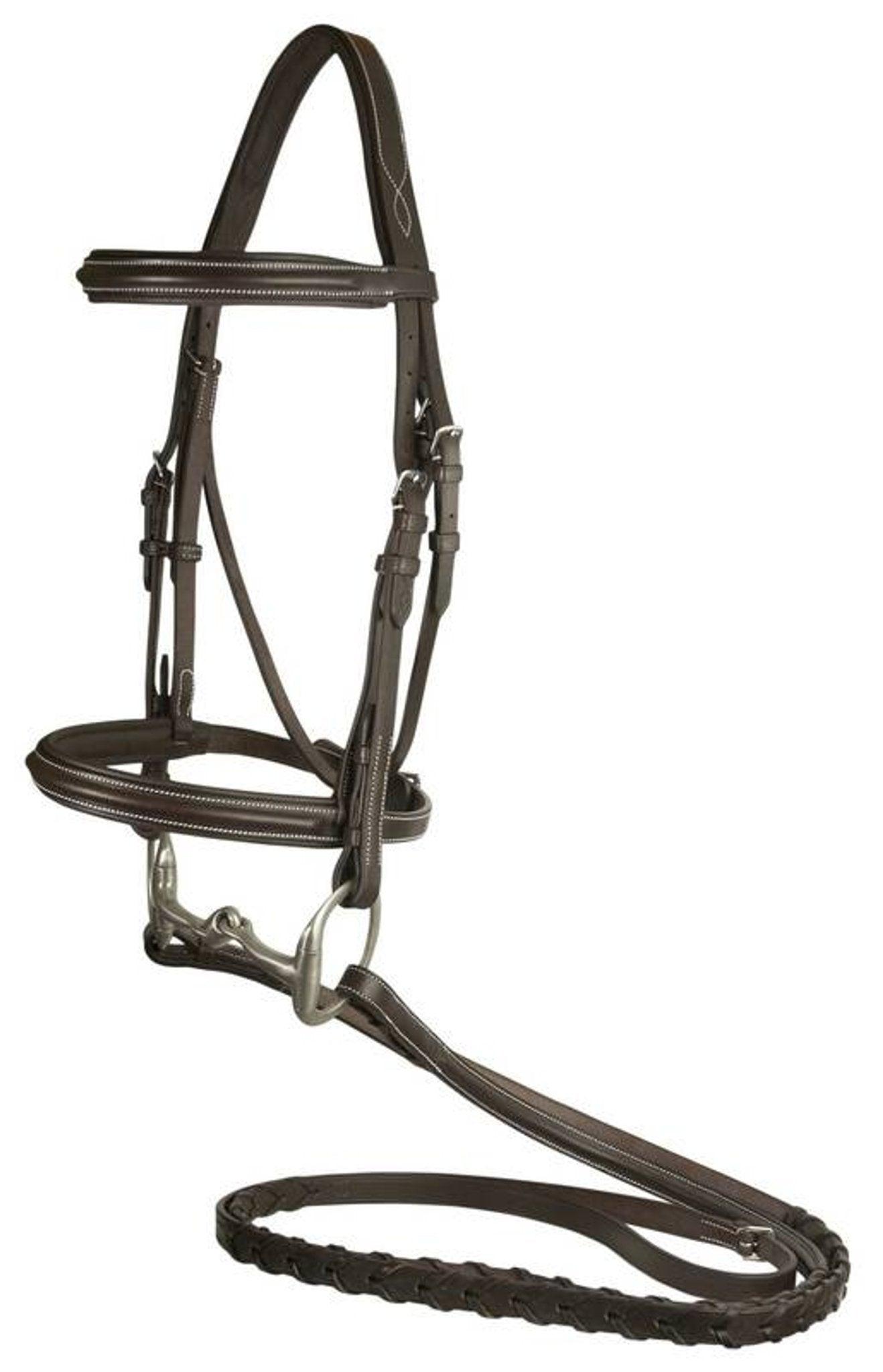 Da Vinci Raised Padded Comfort Crown Bridle with Laced Reins - Dog Hugs Cat