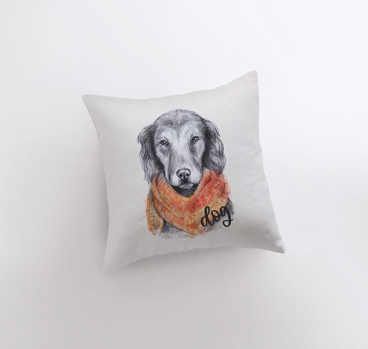 Elegant Pencil Sketch Dog Pillow Cover