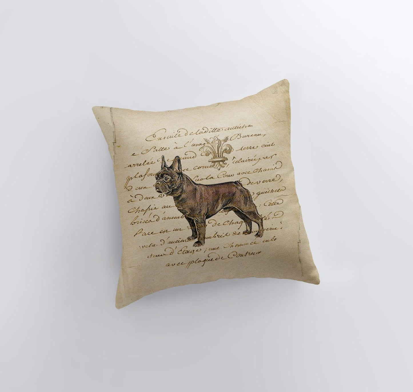 French Bull Dog Beige Throw Pillow - Handmade in America