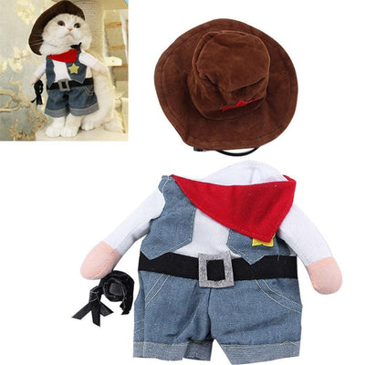 Denim Cowboy Pet Costume - Dog Hugs Cat