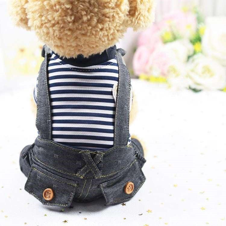 Denim Four - Legged Pet Dog Clothes: Casual Style For All Genders - Dog Hugs Cat