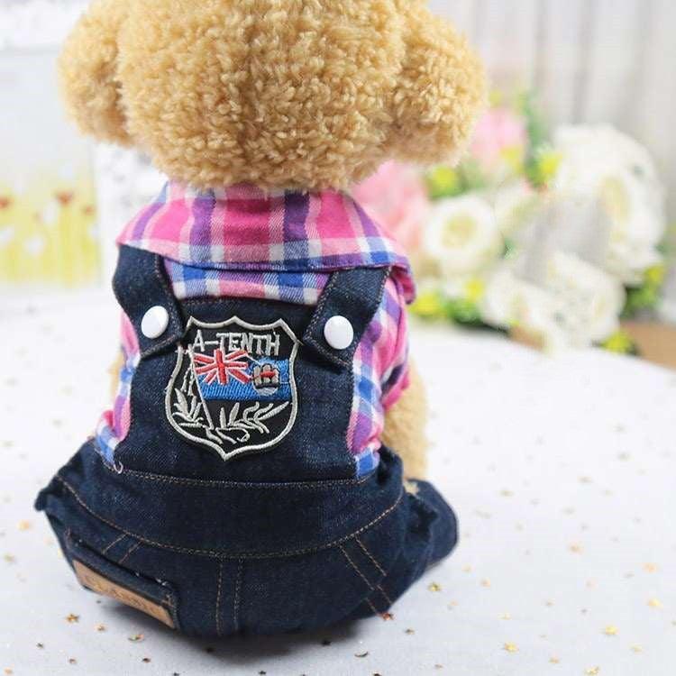 Denim Four - Legged Pet Dog Clothes: Casual Style For All Genders - Dog Hugs Cat