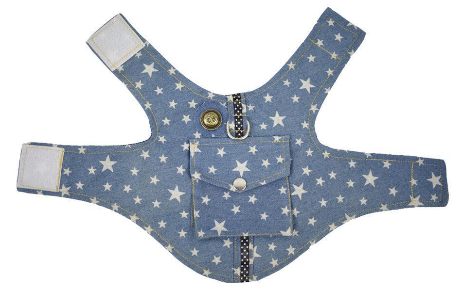 Denim Starry Sky Pet Vest Harness - Dog Hugs Cat