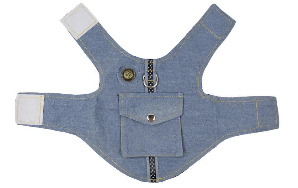 Denim Starry Sky Pet Vest Harness - Dog Hugs Cat