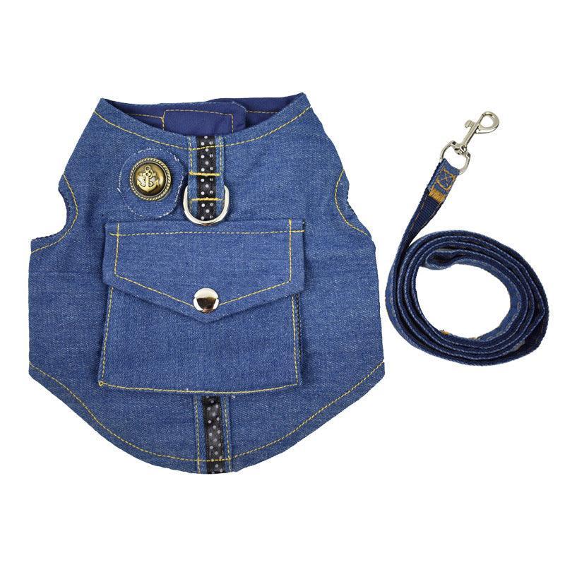 Denim Starry Sky Pet Vest Harness - Dog Hugs Cat