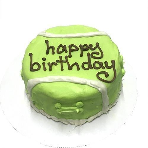 Designer Tennis Ball Dog Cake: Personalized Peanut Butter Banana Treat - Dog Hugs Cat