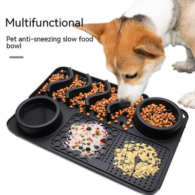 Dog Silicone Licking Pad Pet Licking Mat Silicone Mat Multifunctional Food Bowl - Dog Hugs Cat