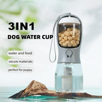 Dog Water Cup Drinking Food Garbage Bag Three - In - One Portable Multi - Functional Pet Cups - Dog Hugs Cat