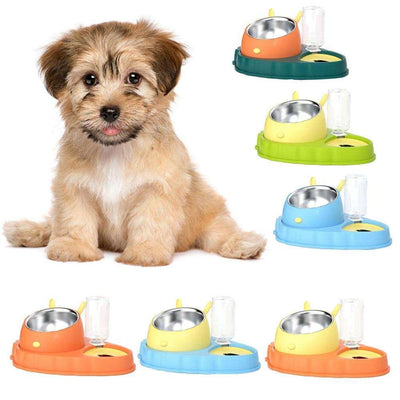 Double Bowl Stainless Steel Carrots Antiskid Pet Feeding Tool Tilt Design Carrot Appearance Dog Bowl - Dog Hugs Cat