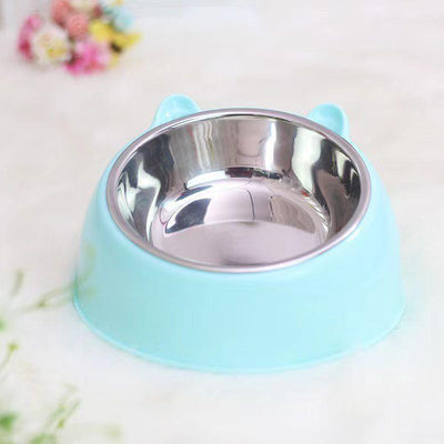 Double Bowl Stainless Steel Pet Feeder - Innovative Overturning Prevention Design - Dog Hugs Cat