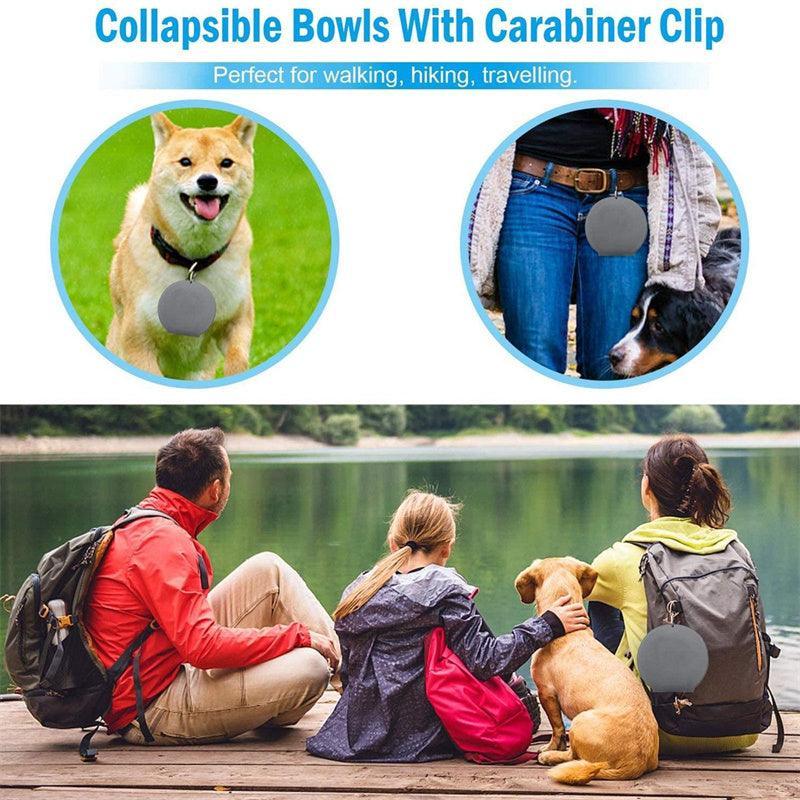 Double Collapsible Pet Feeding Bowl Set - Convenient And Portable Dog And Cat Bowls - Dog Hugs Cat