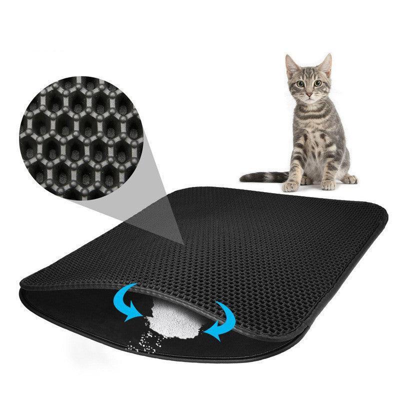 Double Layer Splashguard Cat Litter Filter Mat - Dog Hugs Cat