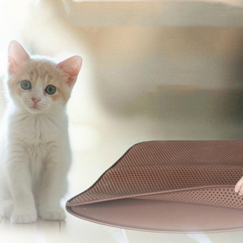 Double Layer Splashguard Cat Litter Filter Mat - Dog Hugs Cat