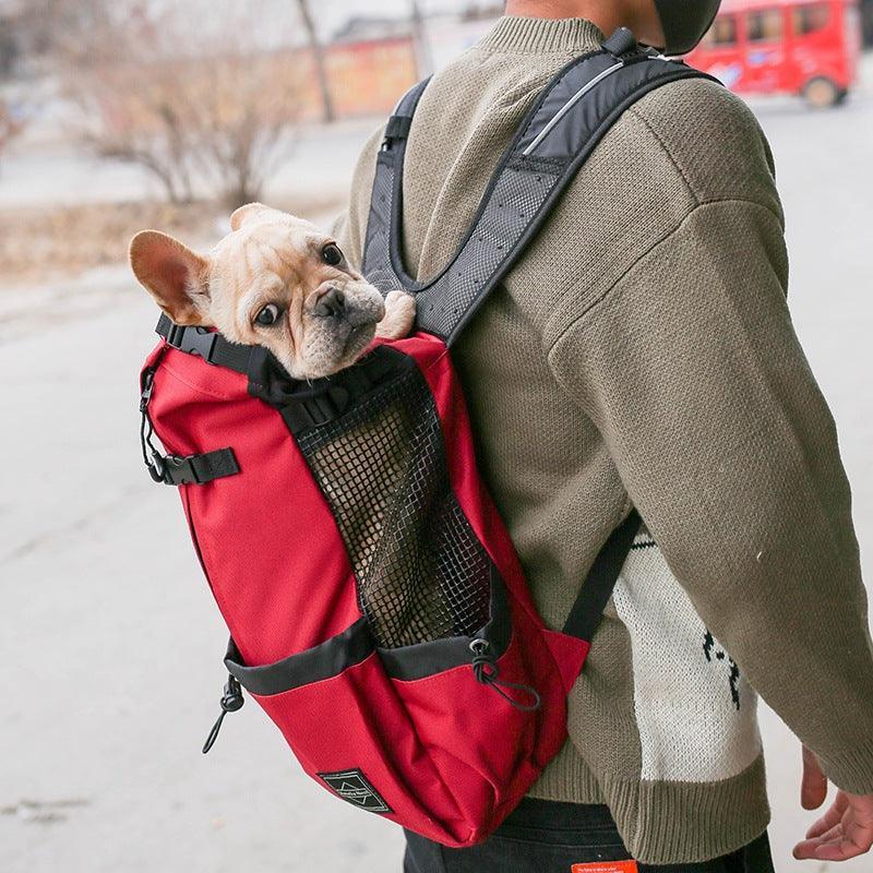 Double Shoulder Portable Pet Dog Carrier Backpack - Travel In Style With Your Furry Friend! - Dog Hugs Cat