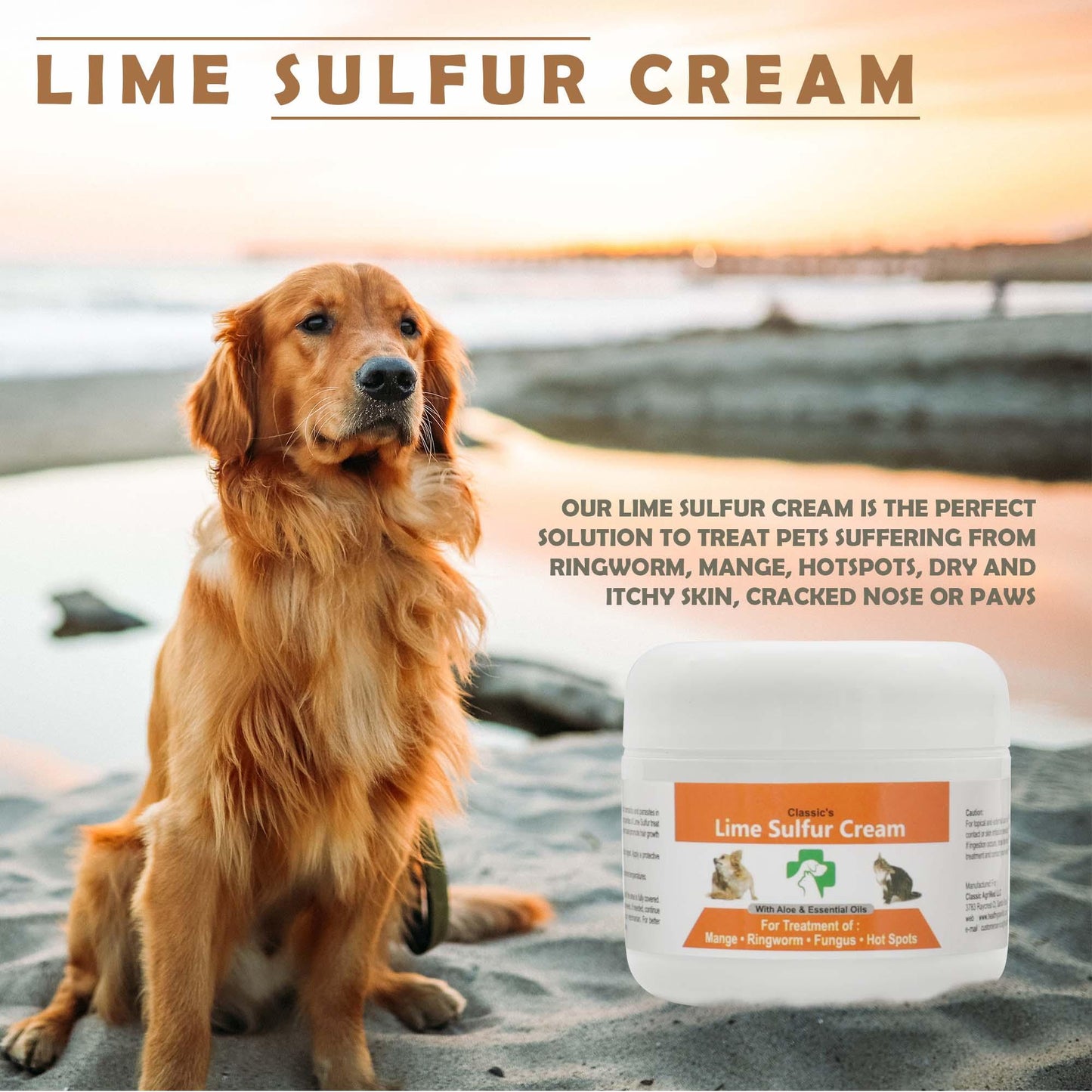 Lime Sulfur Pet Skin Cream: Comprehensive Veterinary Treatment for Skin Conditions | Soothes Itchiness, Fights Infections