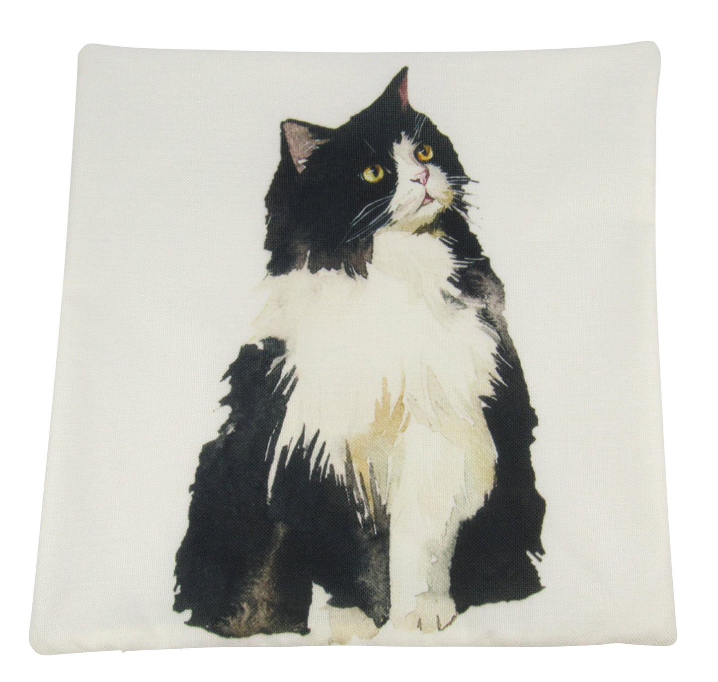 Handmade Black and White Persian Cat Pillow - Cotton & Polyester Blend Cover with Hidden Zipper