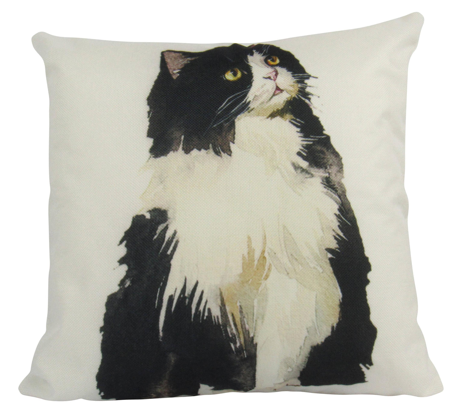 Handmade Black and White Persian Cat Pillow - Cotton & Polyester Blend Cover with Hidden Zipper