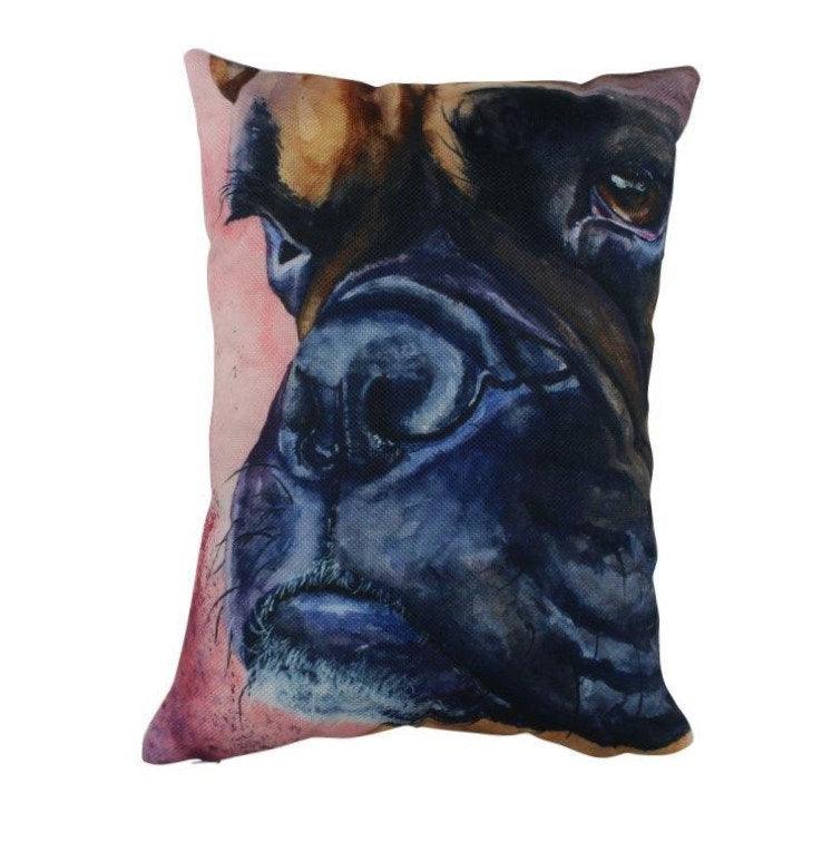 Watercolor Tan Boxer Pillow Cover - 12x18 Hand-Made Artistic Home Decor Piece