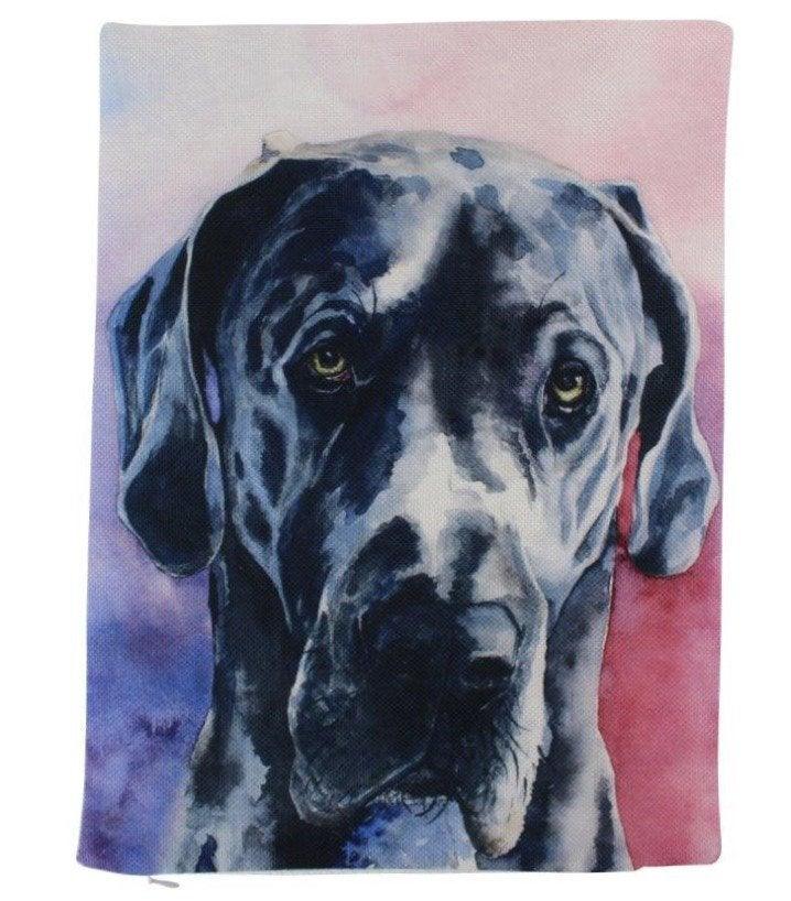 Elegant Great Dane Watercolor Pillow Cover