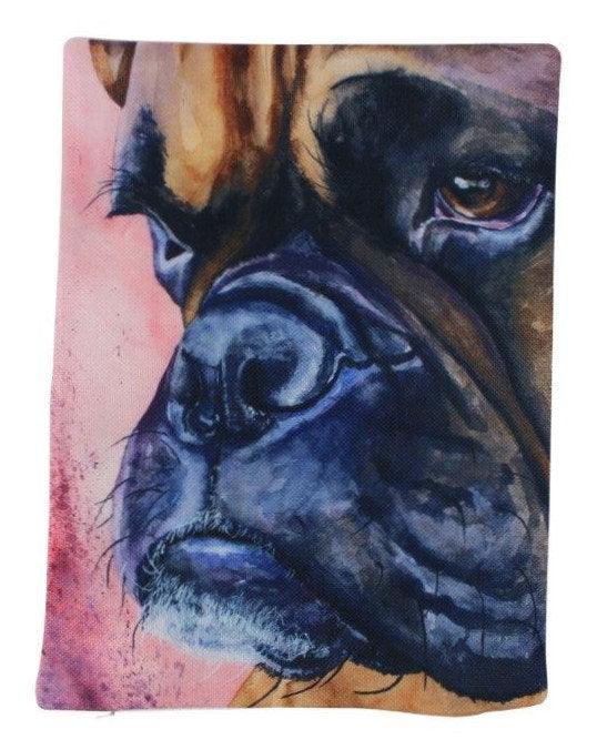 Watercolor Tan Boxer Pillow Cover - 12x18 Hand-Made Artistic Home Decor Piece