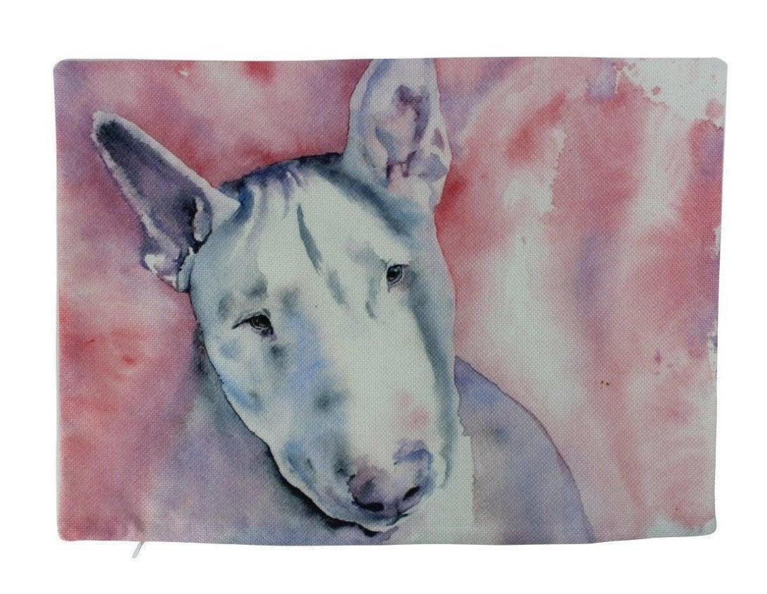 Watercolor Bull Terrier Pillow Cover, 18x12, Hand-Made in America