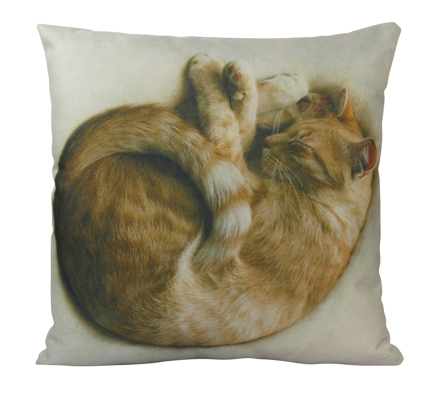 Handmade Cat Pillow Featuring Sleeping Orange Cat Design